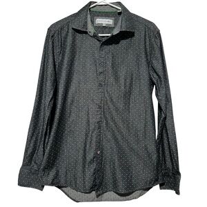 JOHN LENNON Charcoal Dot Mod Indie Rock Button Down Shirt M